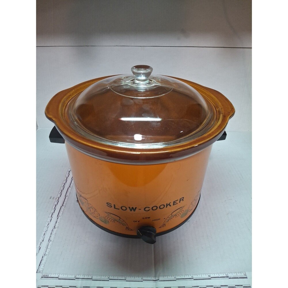 Vintage Slow Cooker Crockpot Orange 4 Quart Made In Japan - tested